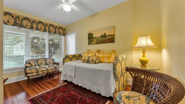 a view of a garden with swimming pool