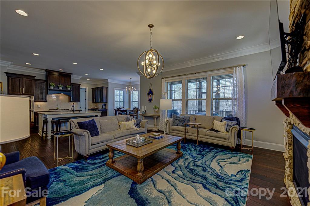 133 Forsythia Lane Tega Cay, SC 29708 - Photo 10 of 48 a living room with furniture a rug and a chandelier