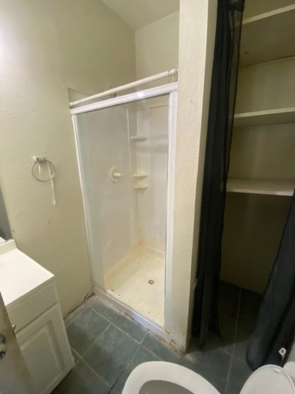 523 South Rio Grande Street Lockhart, TX 78644 - Photo 11 of 16 a bathroom with a glass door shower