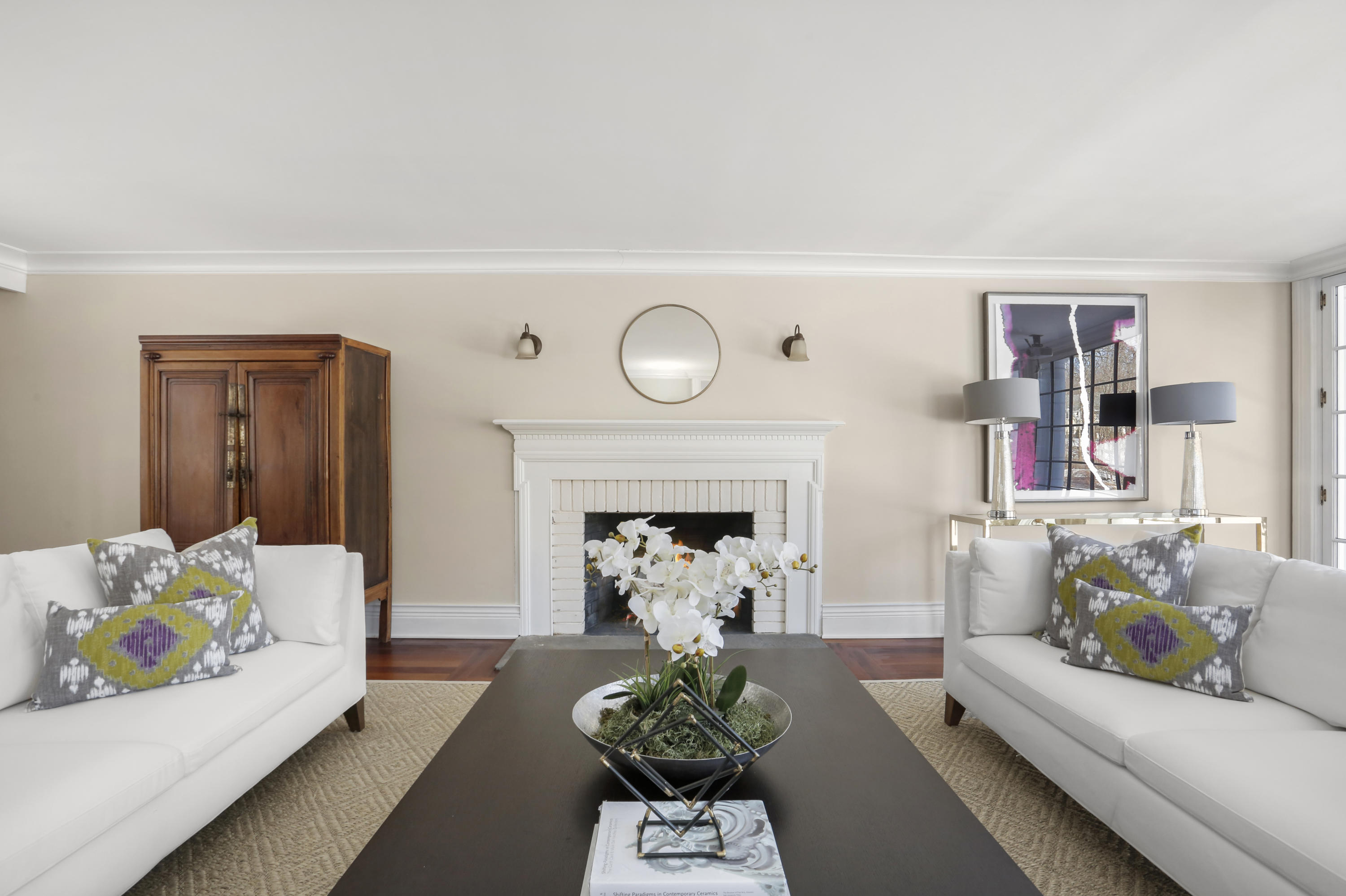 89 Dabney Road New Canaan, CT 06840 - Photo 6 of 40 a living room with furniture and a fireplace