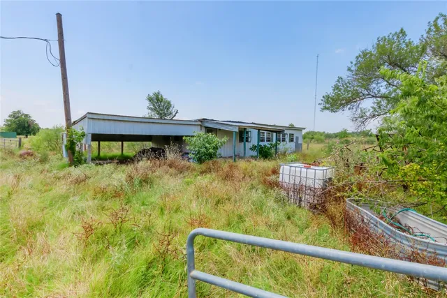 a view of a big yard with plants and large trees