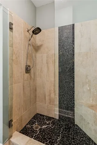 a bathroom with a shower