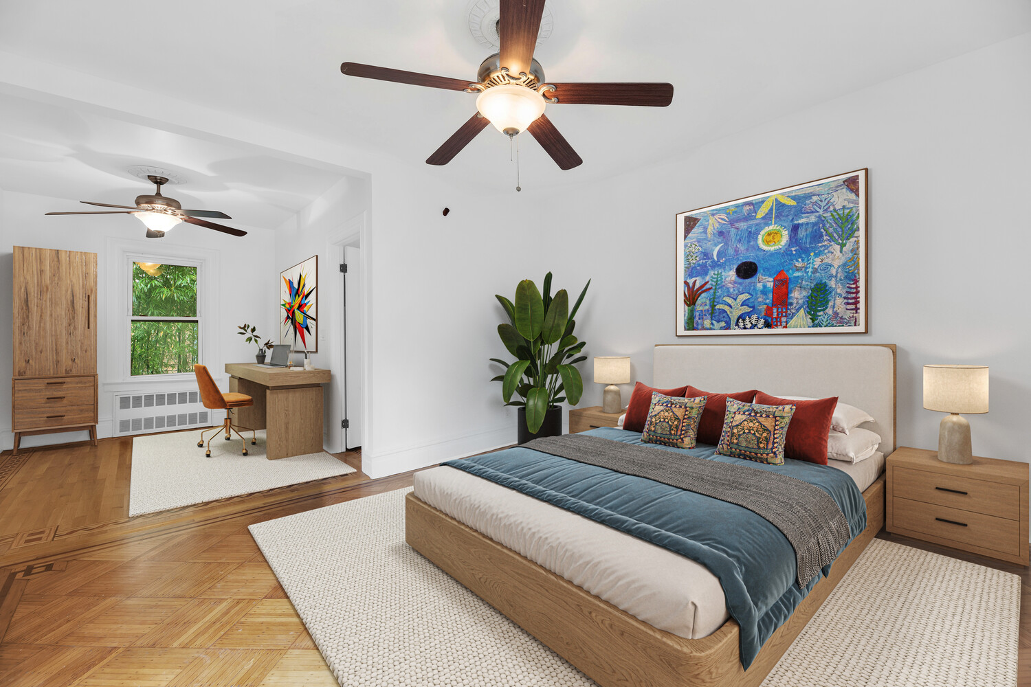 242 Stratford Road Brooklyn, NY 11218 - Photo 9 of 27 a bedroom with a large bed and a chandelier