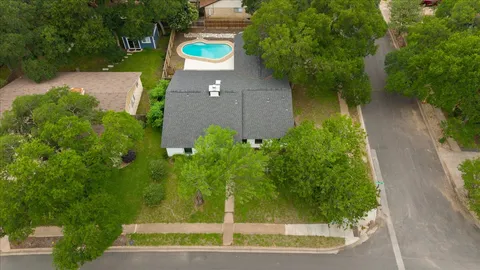 an aerial view of a house