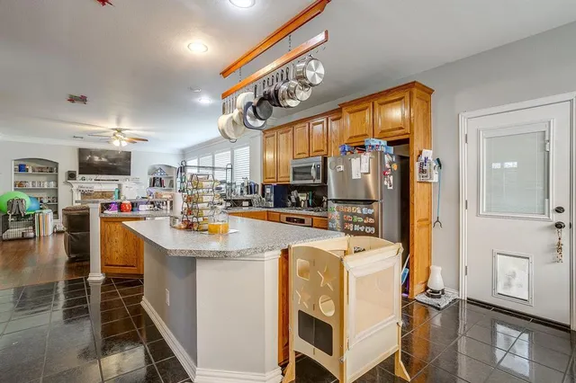 a table and a table in a white room