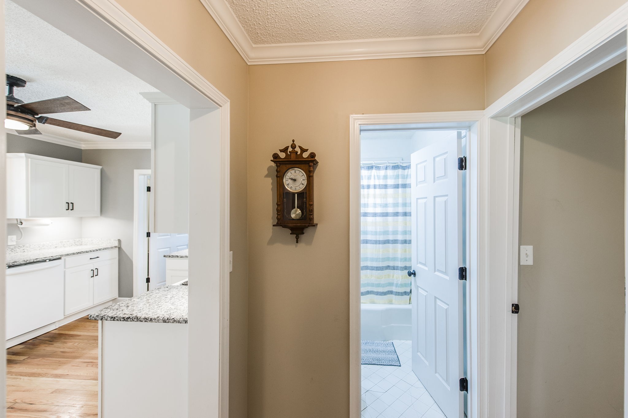 4131 Corbin Sneed Road Springfield, TN 37172 - Photo 36 of 52 a bathroom with a granite countertop sink and mirror with shower