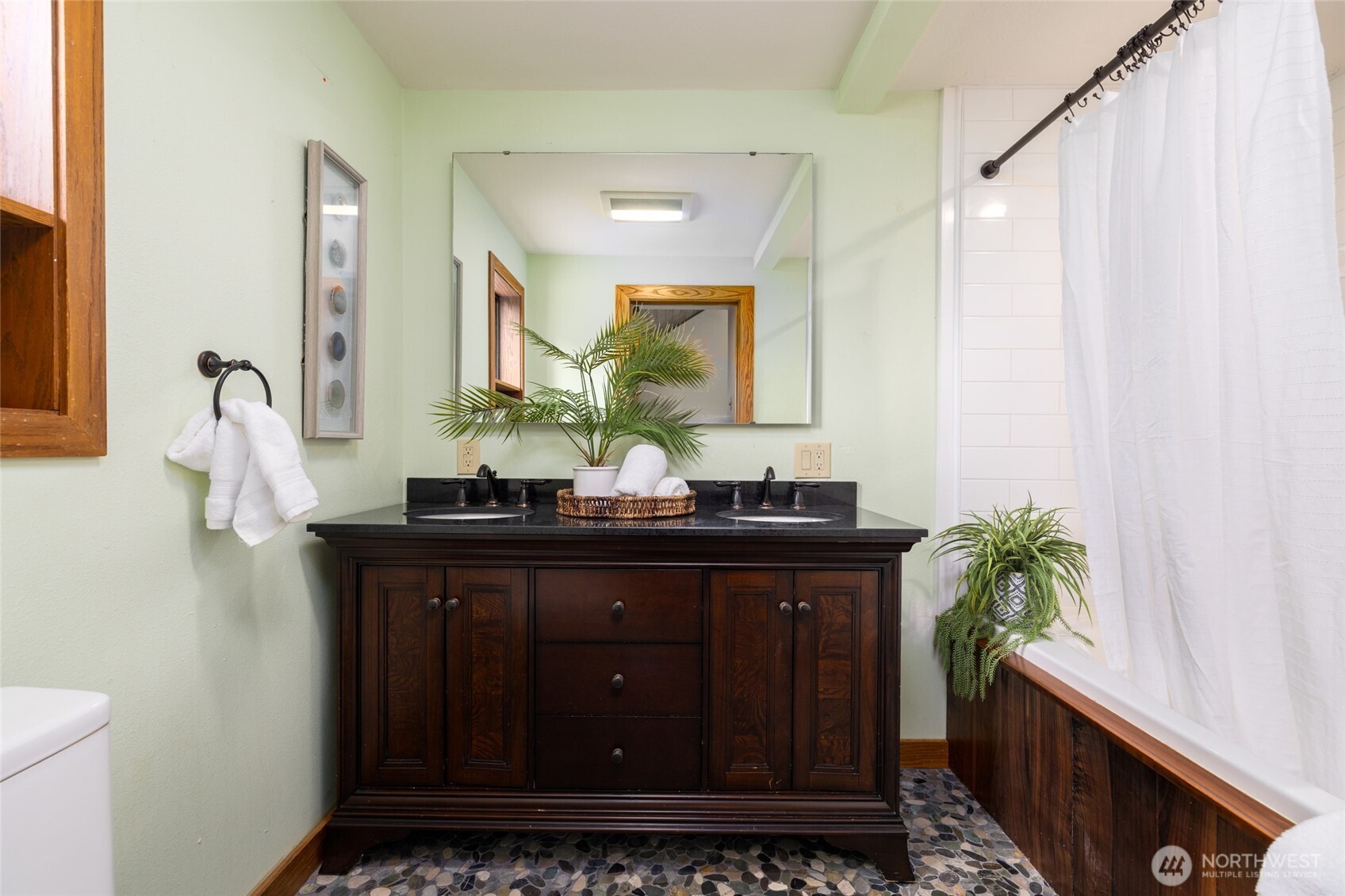 2496 Yew Street Road Bellingham, WA 98229 - Photo 27 of 38 a bathroom with a sink vanity granite and a mirror