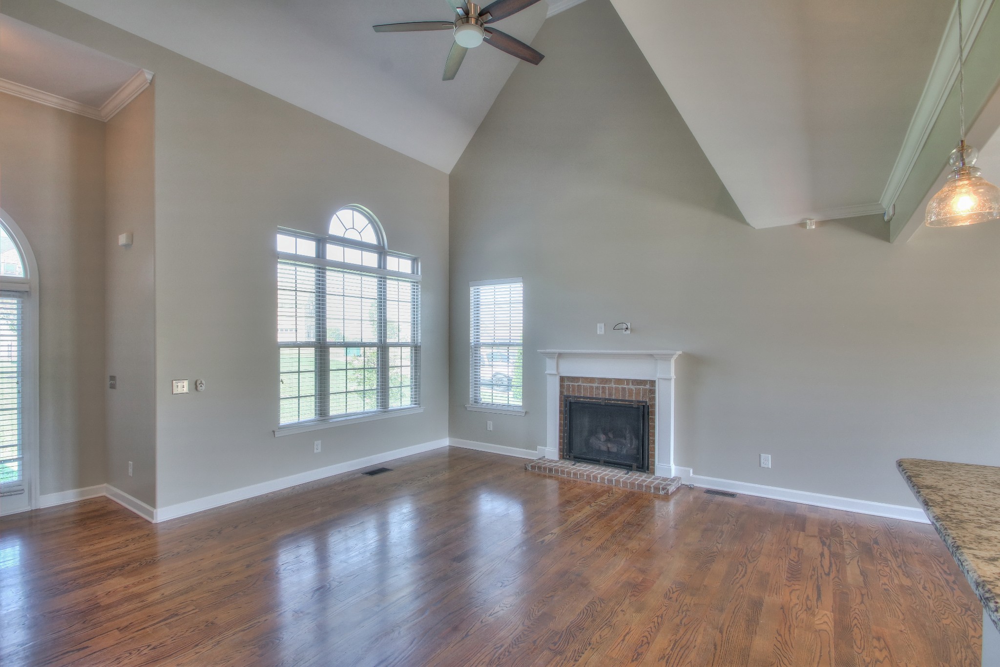 2025 Lincoln Road Spring Hill, TN 37174 - Photo 8 of 37 an empty room with wooden floor fireplace and windows
