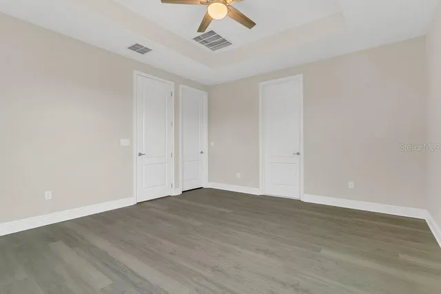 a view of a room with racks on the wall