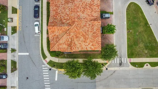 an aerial view of a city