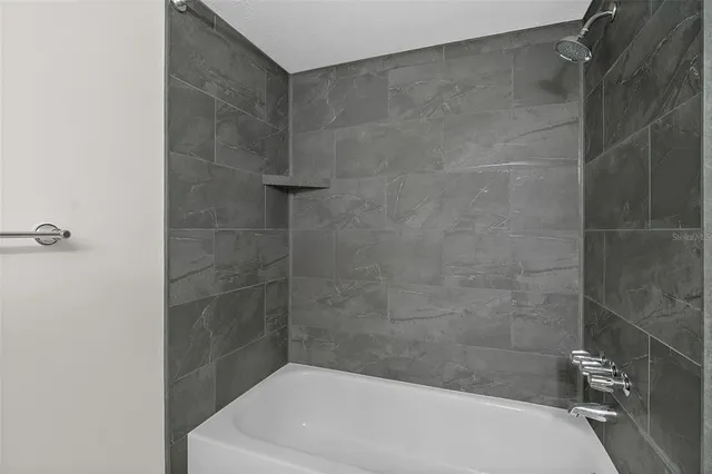 a bathroom with a bathtub