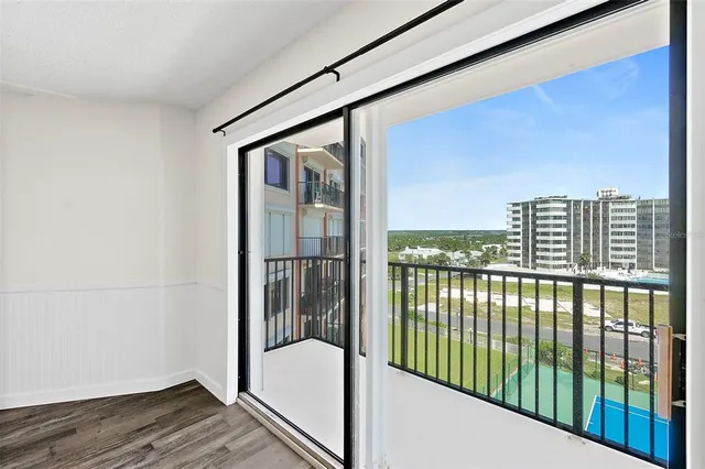 a view of balcony with city view