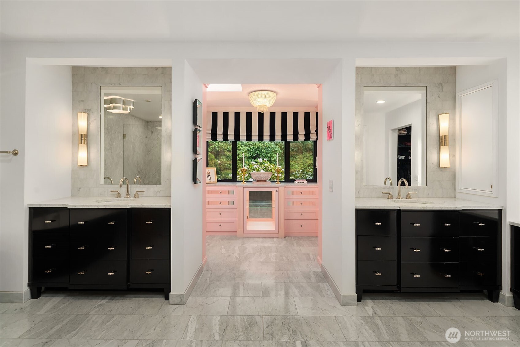 1601 Evergreen Point Road Medina, WA 98039 - Photo 18 of 40 a spacious bathroom with a sink double vanity and a mirror