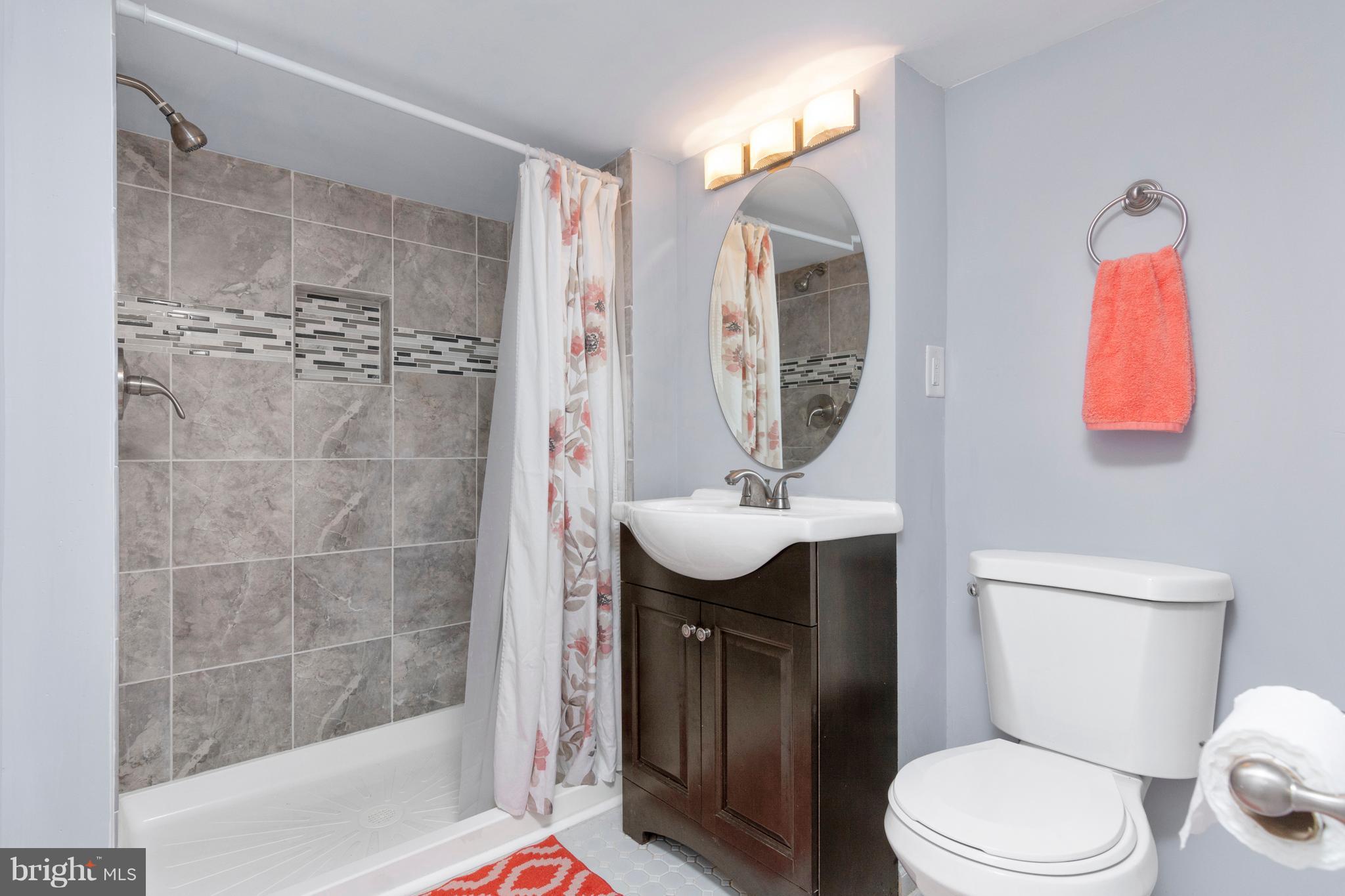 209 West Meadow Road Baltimore, MD 21225 - Photo 22 of 29 a bathroom with a sink a toilet a mirror and shower