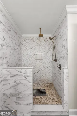 a bathroom with a shower