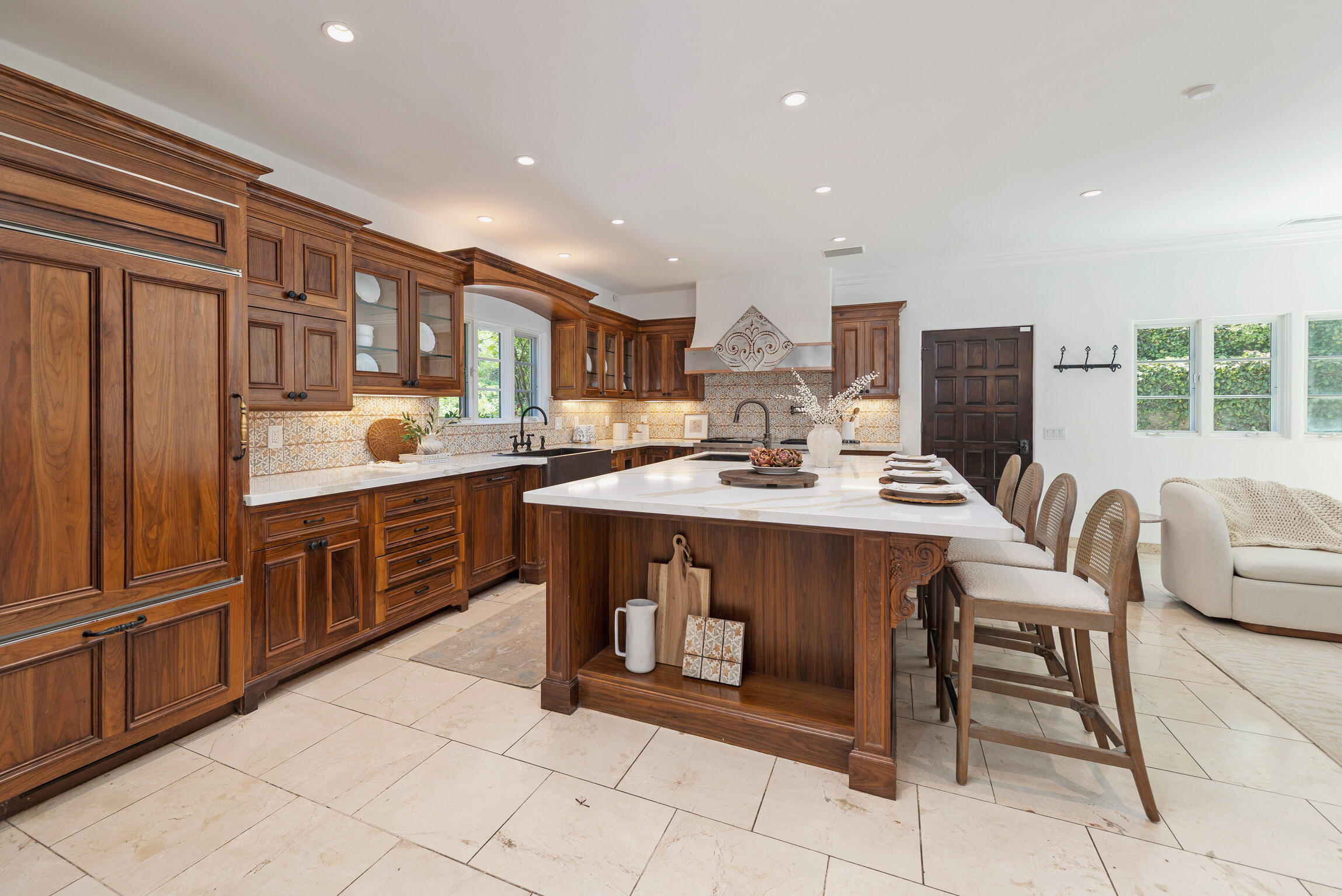 1493 Sycamore Canyon Road Montecito, CA 93108 - Photo 11 of 47 a kitchen with stainless steel appliances kitchen island granite countertop a sink and cabinets