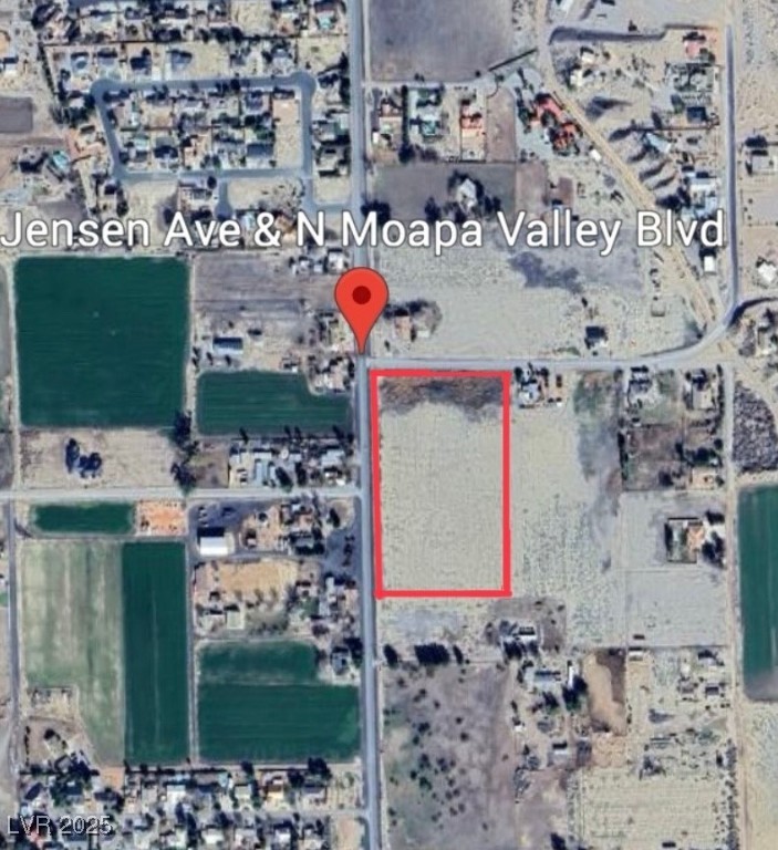 Aerial view of property's location with property parcel outlined