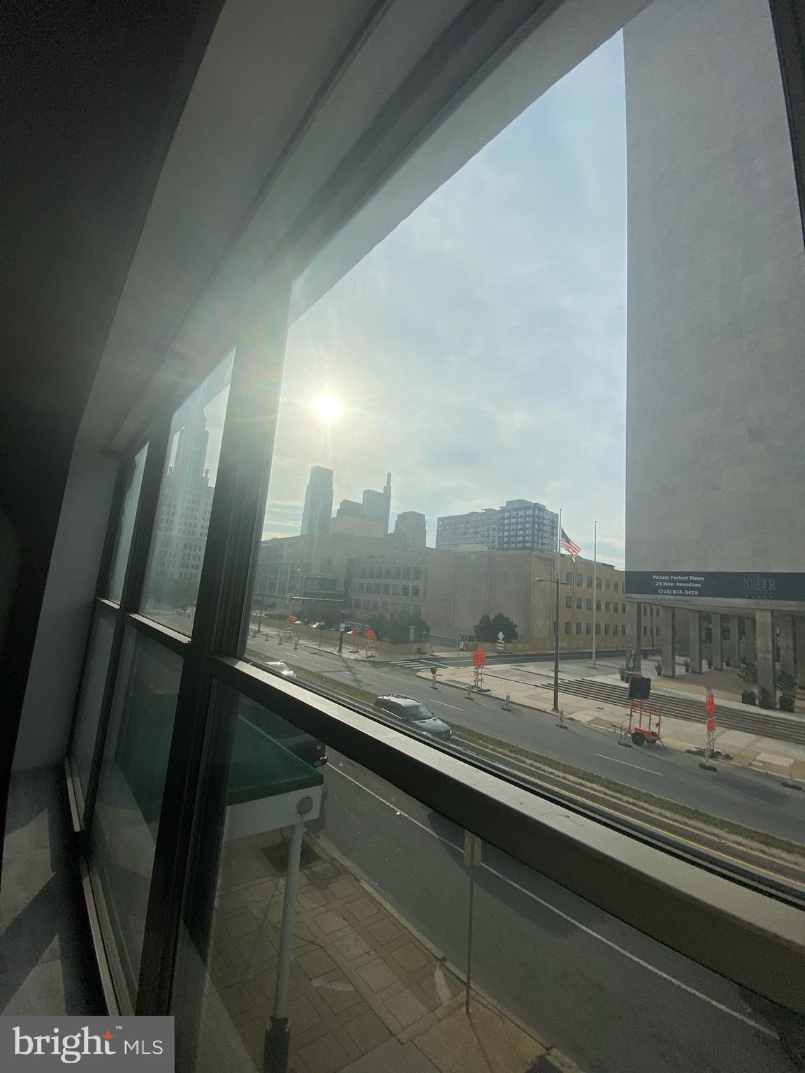 a view of a glass door