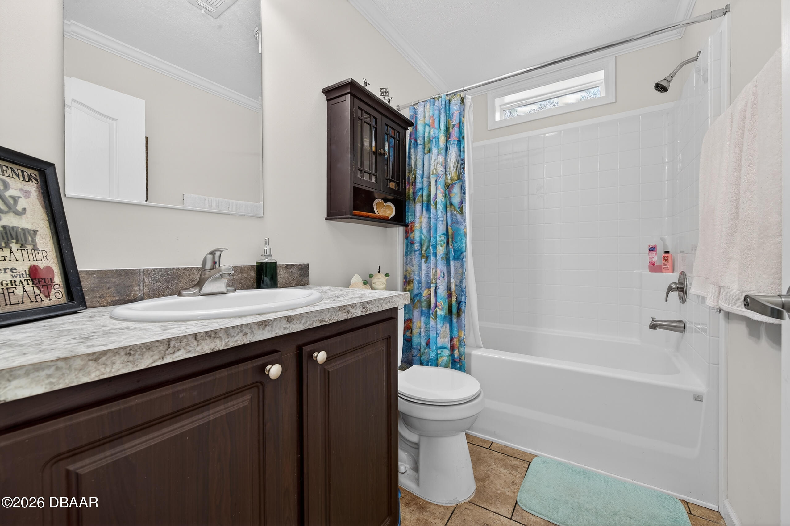 56320 Cherry Tree Road Astor, FL 32102 - Photo 17 of 39 a bathroom with a granite countertop sink a toilet and shower