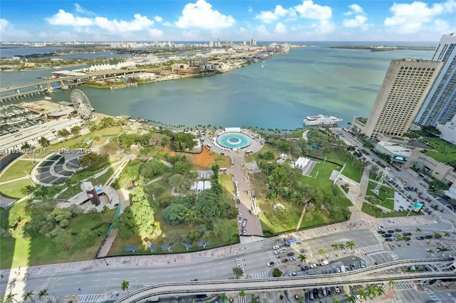 a view of a city with tall buildings