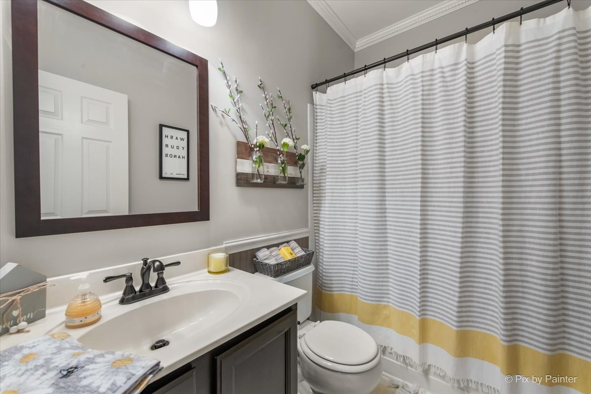 210 Ellis Road Lake In The Hills, IL 60156 - Photo 31 of 57 a bathroom with a sink a toilet and shower curtain