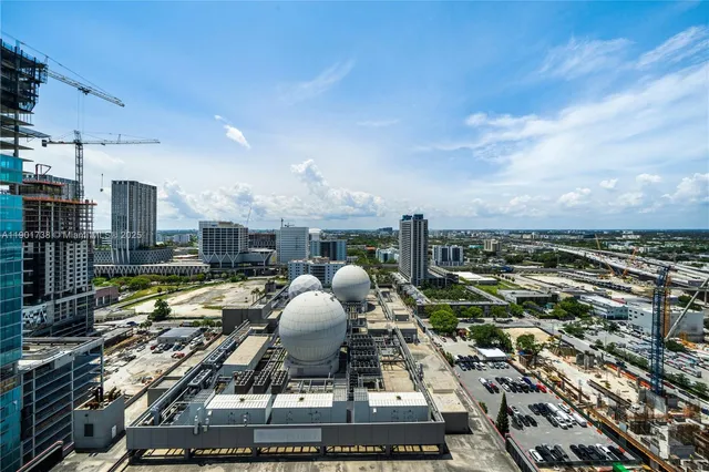 a balcony with view of city