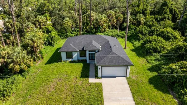 an aerial view of a house