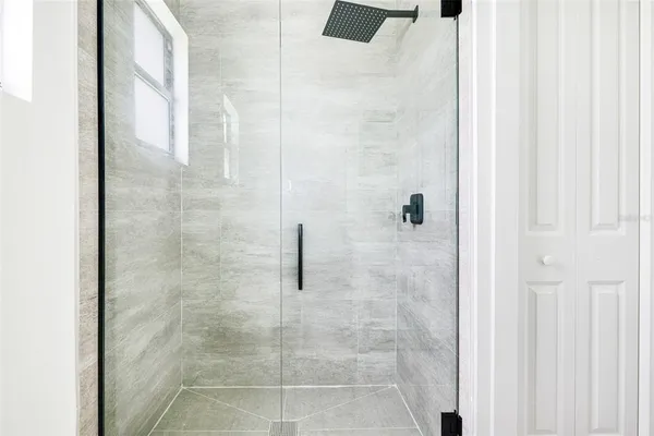 a bathroom with a shower