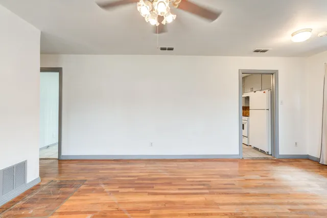 a view of a room with an empty space