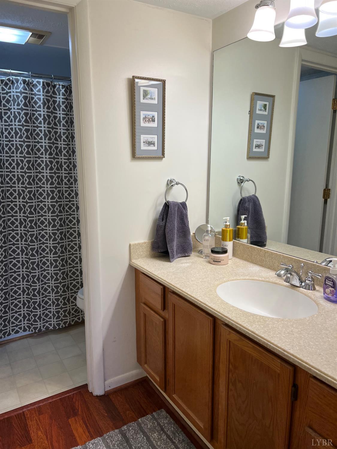 2212 Deer Run Forest, VA 24551 - Photo 31 of 38 a bathroom with a sink a mirror and a shower