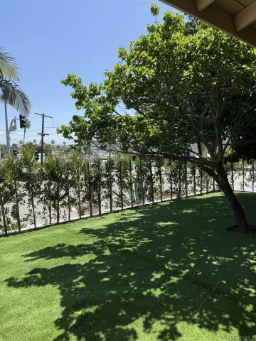 a green field with lots of trees