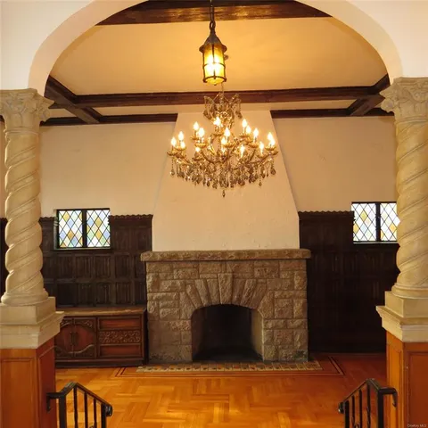 a view of a fireplace in a room
