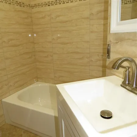 a bathroom with a tub