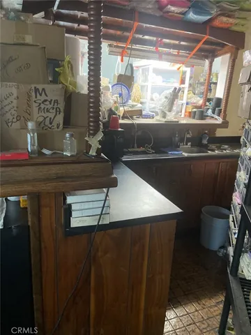 a view of a room with shelves