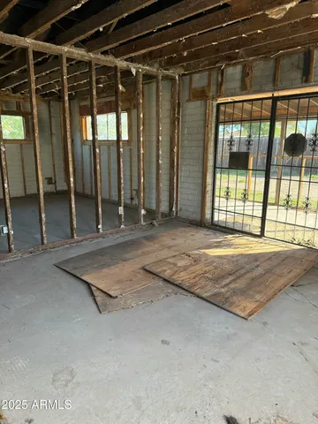 a view of a storage room with door