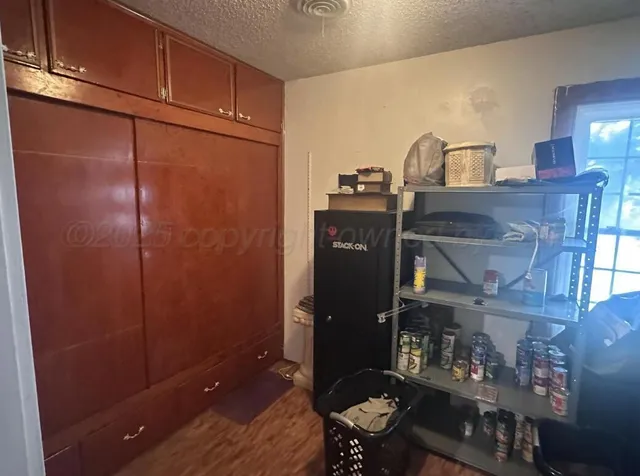 a room with cabinets