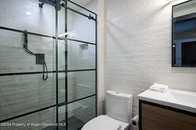 a bathroom with a toilet sink and a shower