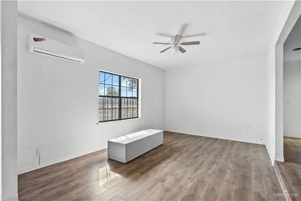 an empty room with windows