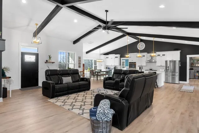 a living room with furniture