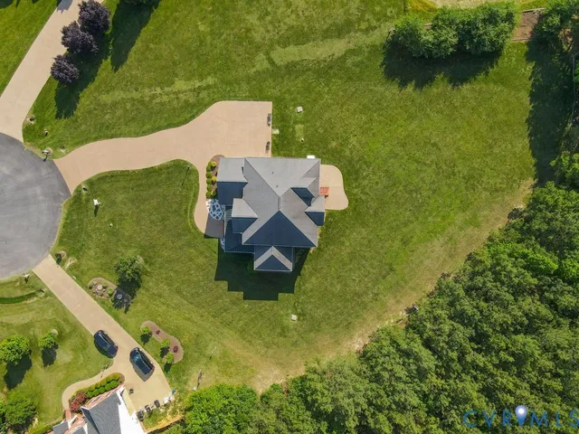 an aerial view of a house