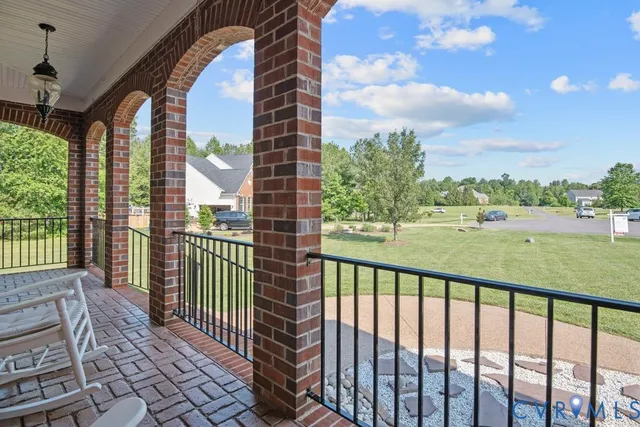 a view of a brick house with a door