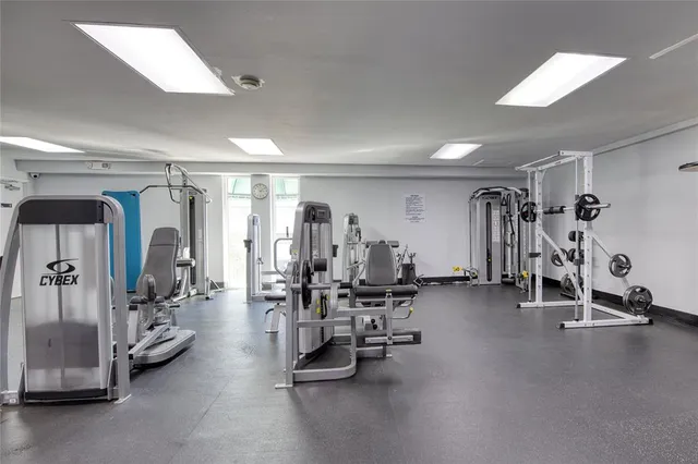 a view of a room with gym equipment