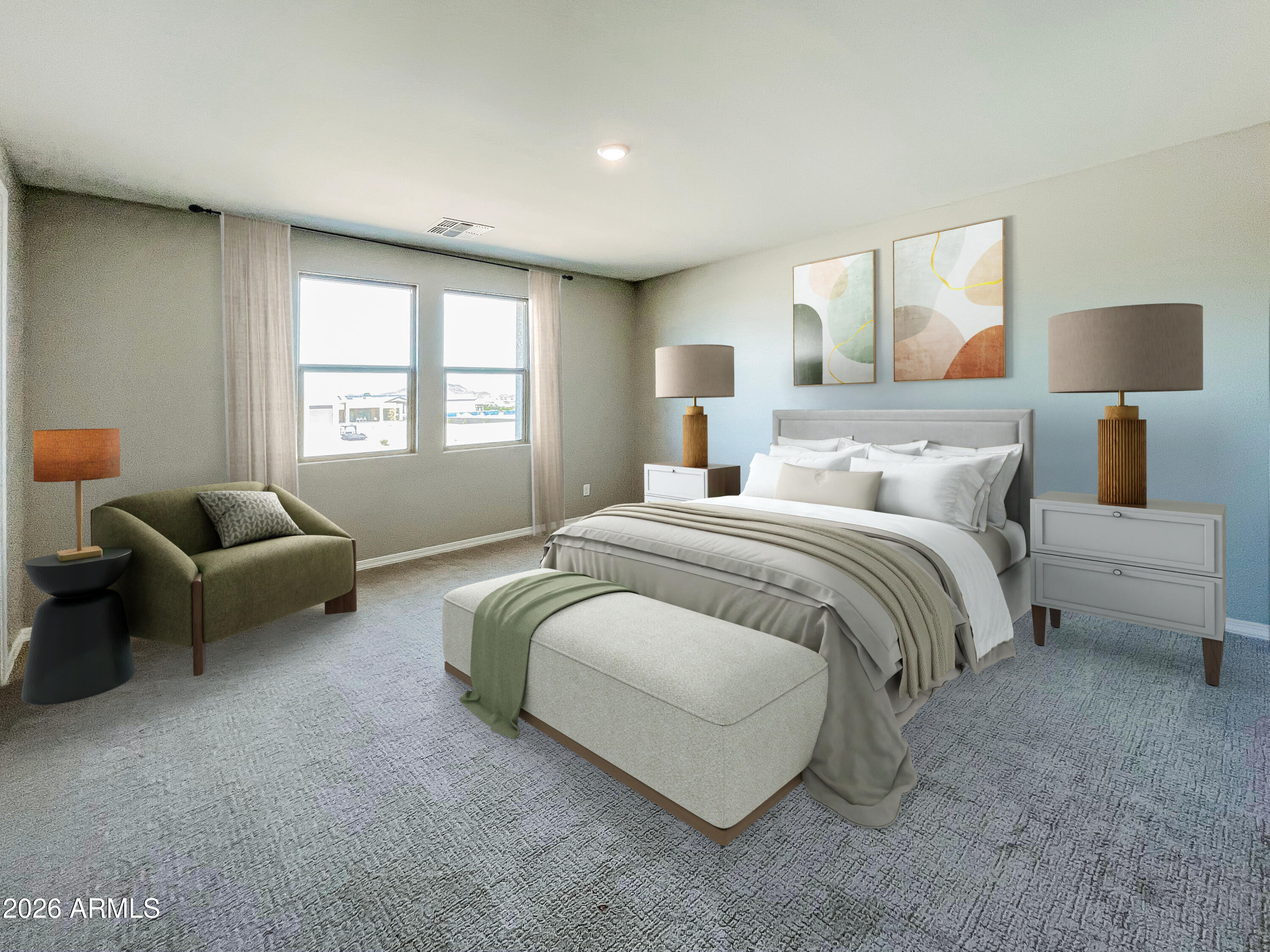 15767 West Sand Hills Road Surprise, AZ 85387 - Photo 17 of 45 a spacious bedroom with a bed and a couch