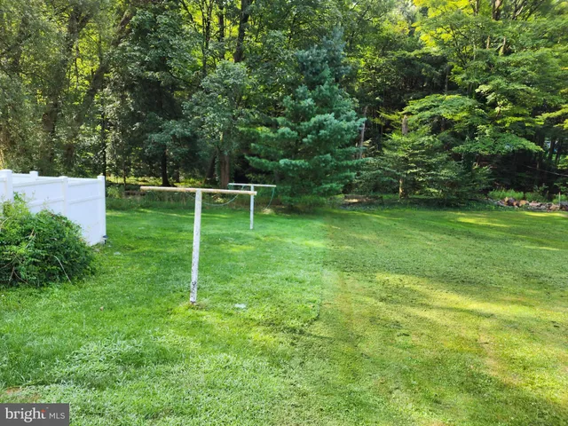 a view of a grassy field with trees