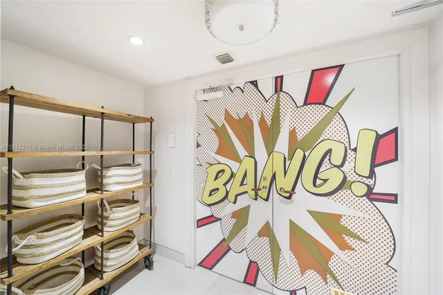 a view of a room with rack on the wall