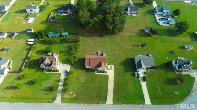 an aerial view of a house