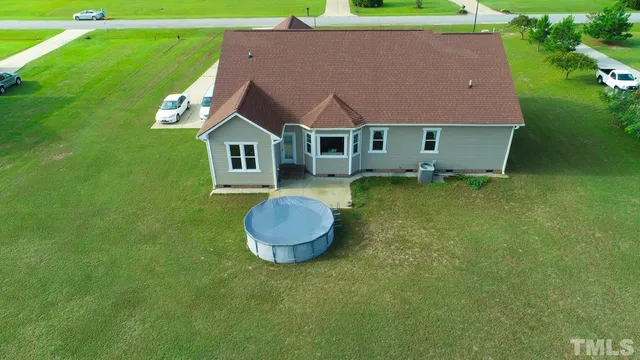 an aerial view of a house