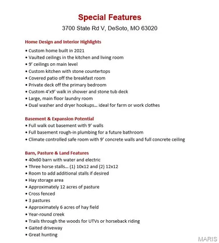 $1,199,000 | 3700 State Rd V, De Soto, MO 63020