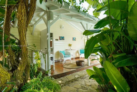 a view of yard with seating space