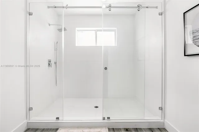 a bathroom with a bathtub